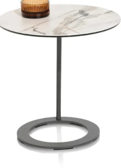 Vegas, salontafel rond 50 cm - keramiek op glas - Antraciet