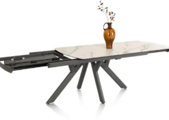Vegas, uitschuiftafel 200 (+ 80) x 100 cm - keramiek op glas - wit