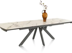 Vegas, uitschuiftafel 200 (+ 80) x 100 cm - keramiek op glas - wit