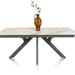 Vegas, uitschuiftafel 170 (+ 60) x 100 cm - keramiek op glas - wit