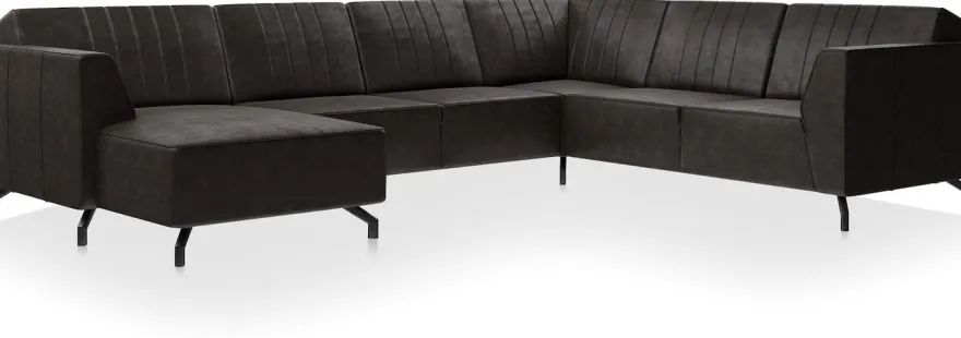 Zembla, 2 zits zonder arm + longchair links - hoek - 2 zits arm rechts